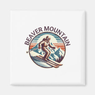 Retro Vintage Beaver Mountain Utah Ski Resort Wint Magnet