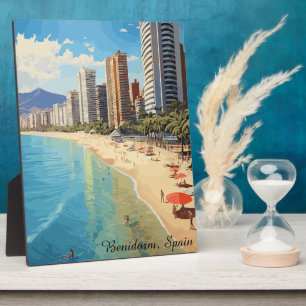 Retro Vintage Benidorm Spain Travel Mediterranean Plaque