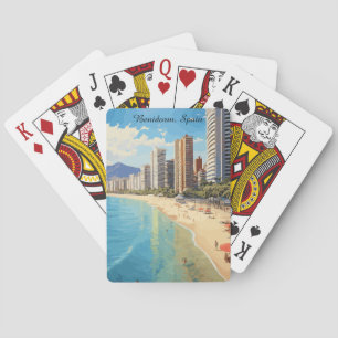 Retro Vintage Benidorm Spain Travel Mediterranean Playing Cards