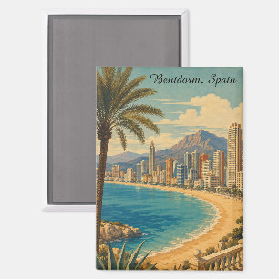 Retro Vintage Benidorm Spain Vacation Travel Magnet