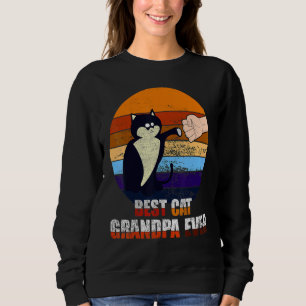 Retro Vintage Best Cat Grandpa Ever Fist Bump Gra Sweatshirt