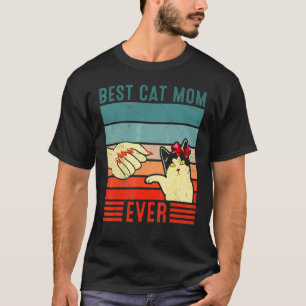 Retro Vintage Best Cat Mum Ever Fist Bump Cat T-Shirt