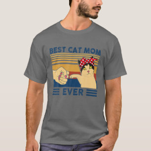 Retro Vintage Best Cat Mum Ever Fist Bump Funny Mo T-Shirt