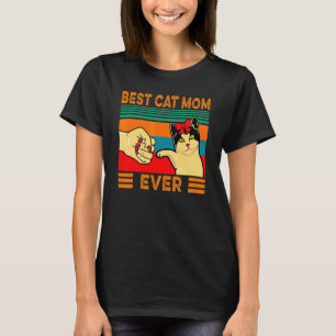 Retro Vintage Best Cat Mum Ever Fist Bump Mother's T-Shirt