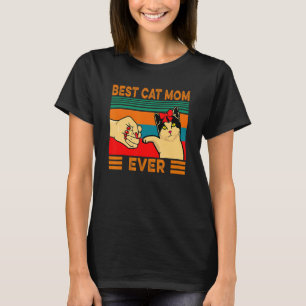 Retro Vintage Best Cat Mum Ever Fist Bump T-Shirt