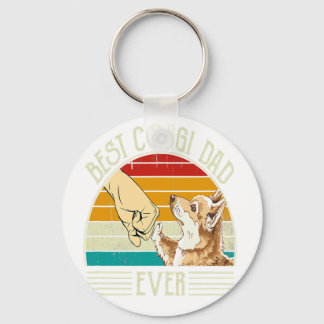 Retro Vintage Best Corgi Dad Ever Key Ring