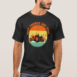 Retro Vintage Best Farmer Dad Ever Tractor Farming T-Shirt