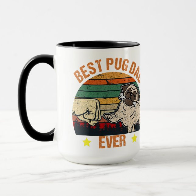 Retro Vintage Best Pug Dad Ever Mug (Left)