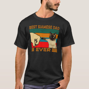 Retro Vintage Best Siamese Cat Dad Ever Fist Bump T-Shirt