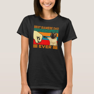 Retro Vintage Best Siamese Cat Dad Ever Fist Bump T-Shirt