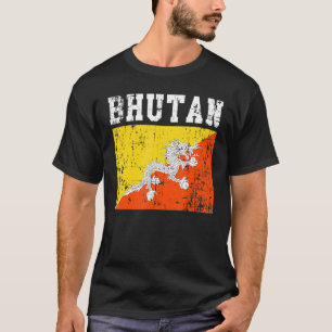 Retro Vintage Bhutan Flag Bhutanese Roots T-Shirt