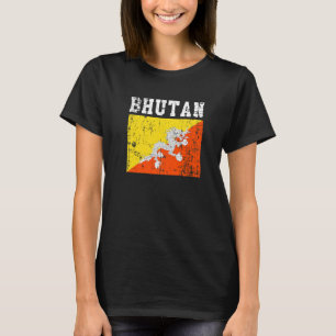 Retro Vintage Bhutan Flag Bhutanese Roots T-Shirt