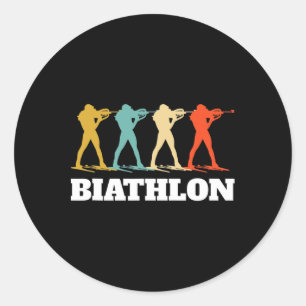 Retro Vintage Biathlon Biathlonist Classic Round Sticker