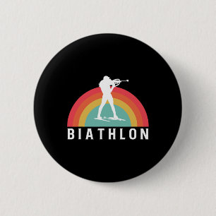 Retro Vintage Biathlon Skiing Shooting Biathlete 6 Cm Round Badge