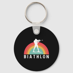 Retro Vintage Biathlon Skiing Shooting Biathlete Key Ring