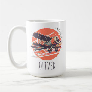 Retro Vintage Biplane Personalised Coffee Mug