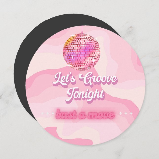 Retro Vintage Birthday Theme, Disco Ball Invitatio Invitation (Front/Back)