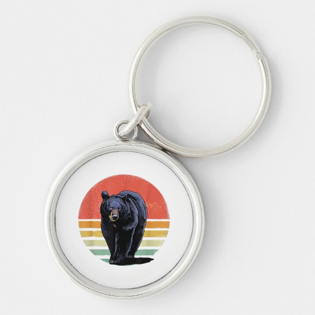 Retro Vintage Black Bear Key Ring (Front)