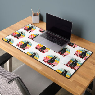Retro Vintage Black Cat Ew People Desk Mat