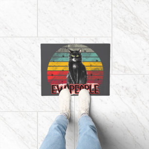 Retro Vintage Black Cat Ew People Doormat