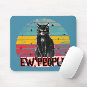 Retro Vintage Black Cat Ew People Mouse Pad