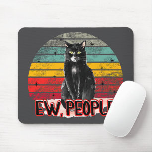 Retro Vintage Black Cat Ew People Mouse Pad