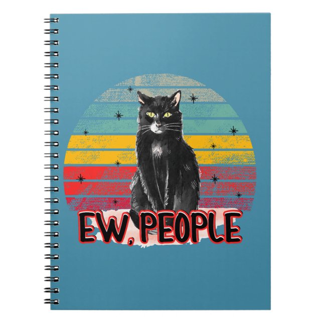 Retro Vintage Black Cat Ew People Notebook (Front)