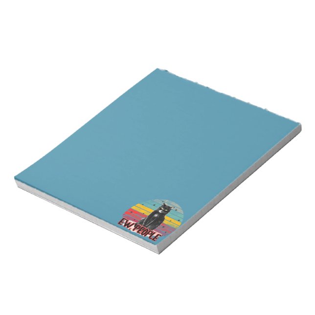 Retro Vintage Black Cat Ew People Notepad (Rotated)
