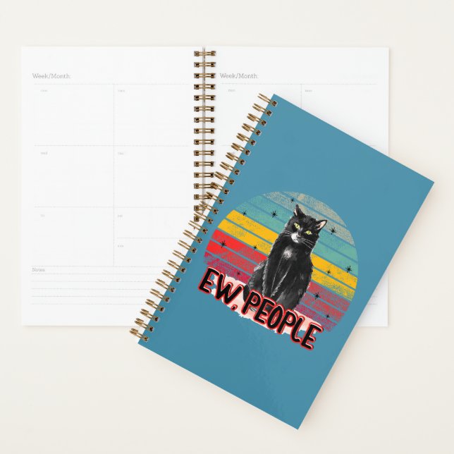 Retro Vintage Black Cat Ew People Planner (Display)