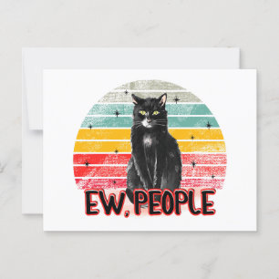 Retro Vintage Black Cat Ew People Postcard
