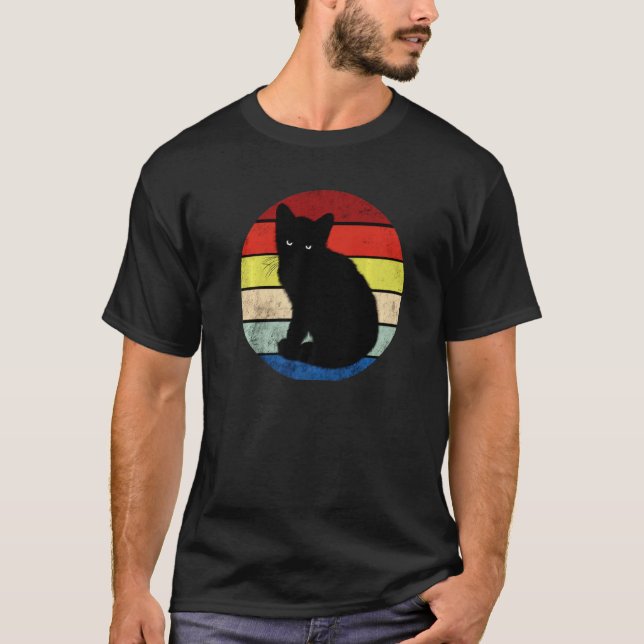 Retro Vintage  Black Cat T-Shirt (Front)