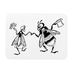 Retro Vintage Black & White Cute Funny Bug Wedding Magnet