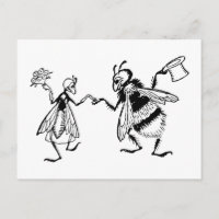 Retro Vintage Black & White Cute Funny Bug Wedding