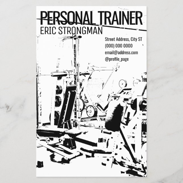 Retro vintage black white gym flyer (Front)