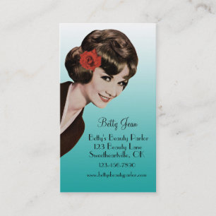 Retro Vintage Bouffant Aqua Cosmetologist Cards