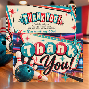 Retro Vintage Bowling Birthday Thank You Card
