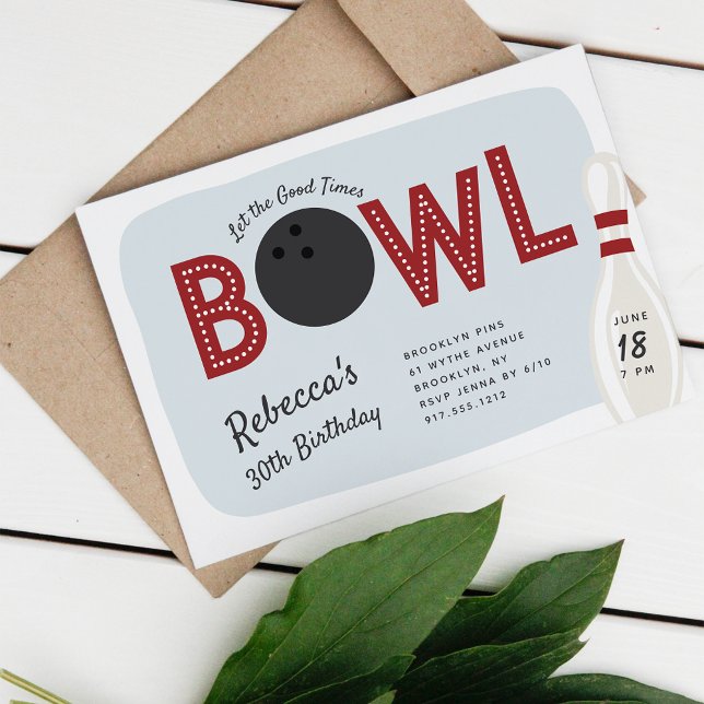 Retro Vintage Bowling Theme Birthday Party Invitation (Creator Uploaded)
