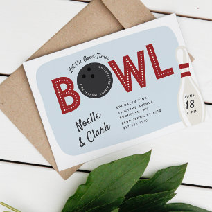 Retro Vintage Bowling Theme Rehearsal Dinner Invitation