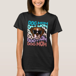Retro Vintage Boxer Dog Mum Cool Sunglasses  T-Shirt