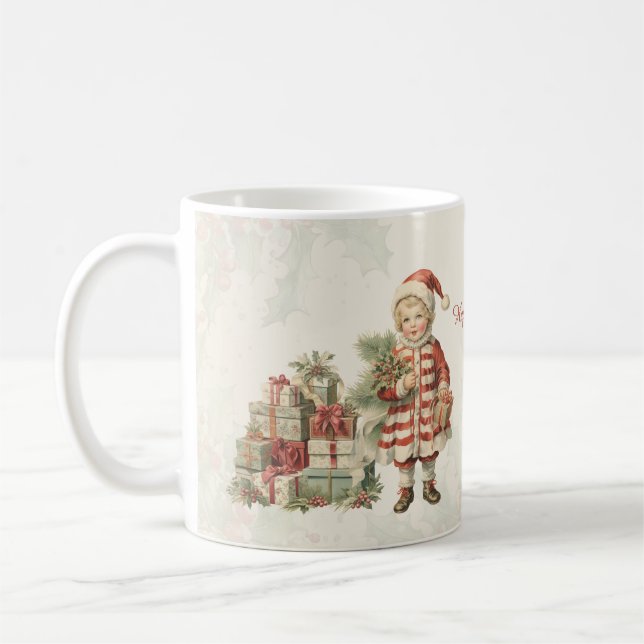 Retro Vintage Boy Christmas Gifts Coffee Mug (Left)