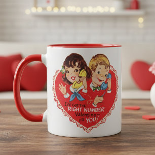 Retro Vintage Boy Girl Valentine's Day Mug
