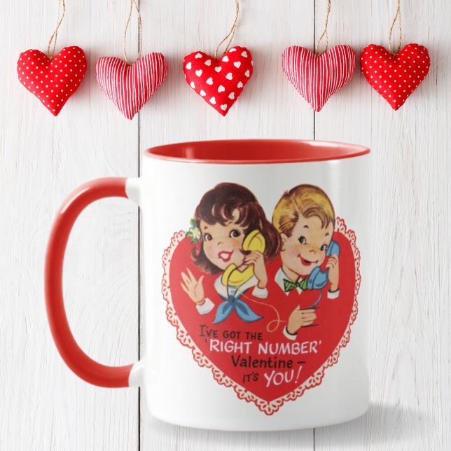 Retro Vintage Boy Girl Valentine's Day Mug (Creator Uploaded)