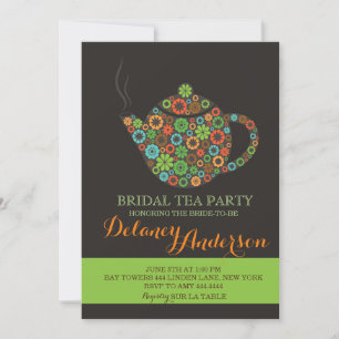 Retro Vintage Bridal Tea Party Invitations