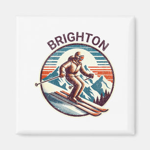 Retro vintage brighton utah ski resort winter magnet