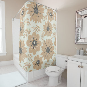 Retro Vintage Brown Floral Shower Curtain