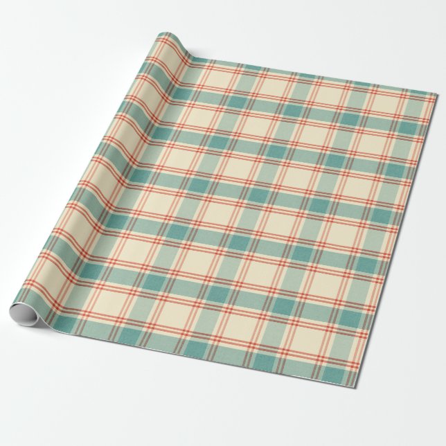 Retro Vintage Buffalo Plaid Wrapping Paper (Unrolled)