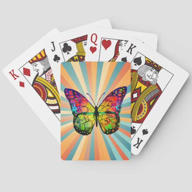 RETRO VINTAGE BUTTERFLY ABSTRACT PLAYING CARDS (Back)
