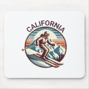 Retro Vintage California Ski Resort Winter Skiing  Mouse Pad