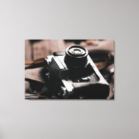 Retro, vintage camera image on canvas