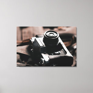 Retro, vintage camera image on canvas print